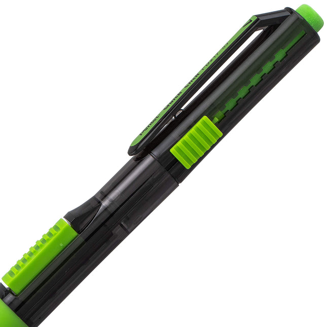 Crayon mécanique Pentel Quick Click Pop, mine 2B moyenne (0,7 mm), corps noir avec garniture verte, boîte de 12 (PD217AK)
