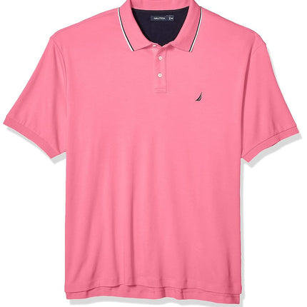 Nautica Men's Big and Tall Classic Fit Short Sleeve Solid Tipped Collar Soft Polo Shirt