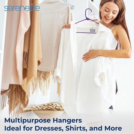 SereneLife, Plastic Hangers Space Saving Hangers Durable Heavy Duty Clothes Hanger Set Ideal for Laundry/Daily Use,Holds Up to 5.5 Lbs.Hangers for Coats, Jackets, Pants & Dress (150 Pieces)