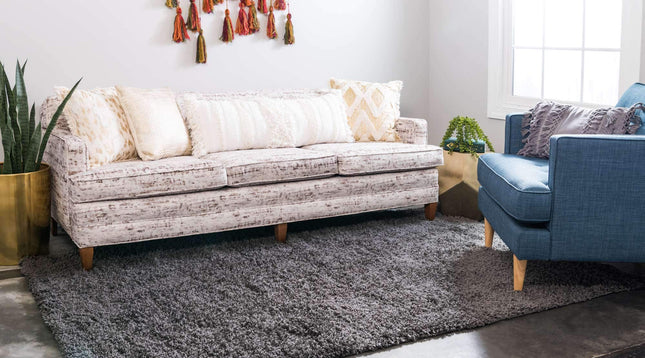 Unique Loom Solo Solid Shag Collection Modern Plush Graphite Gray Rectangle (2' x 3')