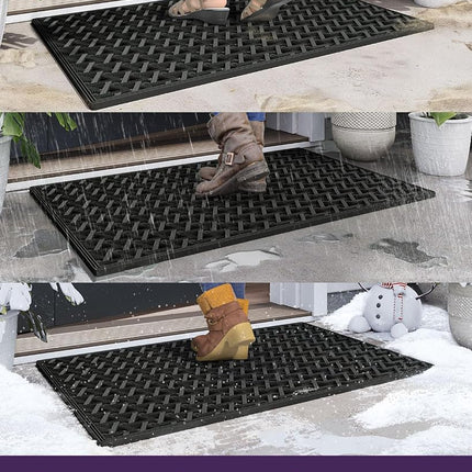 DEXI Front Door Mat, Non Slip Doormat Outside, 60 x 90 cm, Black