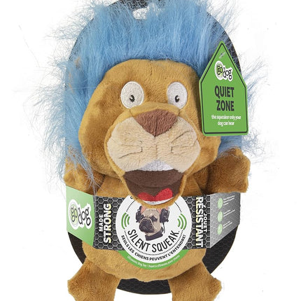 goDog Crazy Hairs Lion Silent Squeak Plush Dog Toy, Chew Guard Technology - Tan, Small