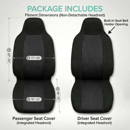 FH GROUP Front Set Cloth Car Seat Covers for Bucket Seats, 2 Piece Universal Fit, Washable Seat Covers for SUV, Sedan, Van in Black
