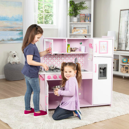 Cuisine de jeu en bois Melissa & Doug pour enfant avec distributeur de glaçons – Rose/Blanc Cupcake
