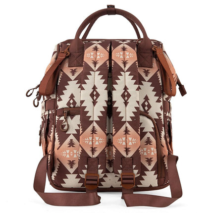Wrangler Aztec Backpack Organized Daypack Travel Baby Bag with Stroller Strap and Side Bottle Pockets, Angel Brown, Daypack Backpacks WG-BG-2204-9110-BR