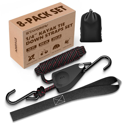 Kayak Straps Tie Downs 8 Pack Set, Roof Rack Strap