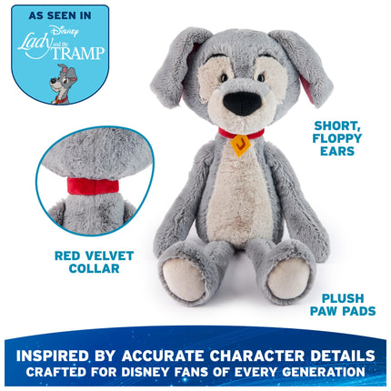 GUND Disney Official Tramp Toothpick Plush, Lady and The Tamp, Tramp Dog Stuffed Animal for Ages 1 and Up, Gray, 15”