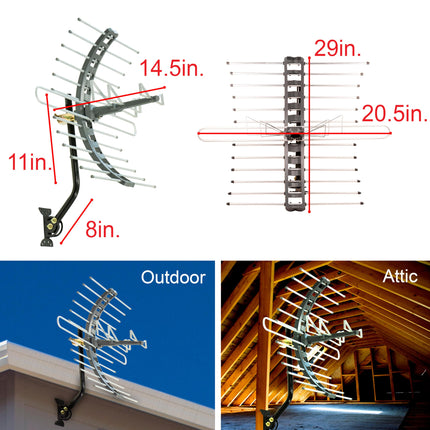 Antena de TV para exteriores/ático GE, largo alcance, HDTV digital 4K 1080P VHF UHF, soporte J incluido, resistente a la intemperie, 29884