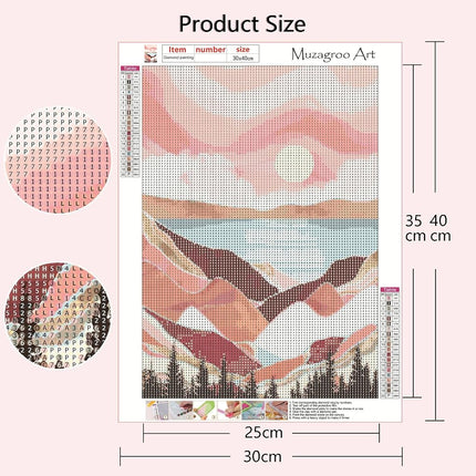Muzagroo Art - Diamond Painting Kits for Adults, 5D Diamond Art Kits for Beginners, Abstract Landscape Arts and Crafts for Living Room, 4 Pieces Wall Art for