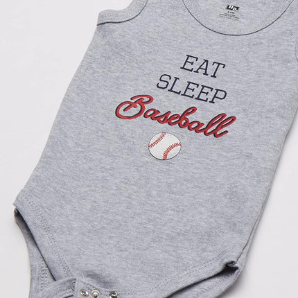 Hudson Baby Lot de 5 body sans manches en coton pour bébé, motif baseball, 6-9 mois
