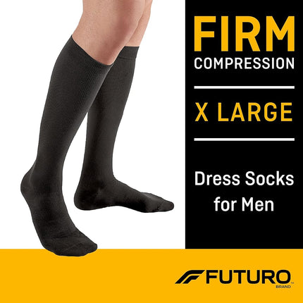 Futuro - 71037EN Dress Socks for Men, Firm Compression, 20-30 mm/Hg, Helps Improve Circulation to Help Minmize Swelling