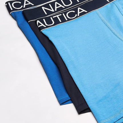 Nautica Men's 3-pack Classic Underwear Cotton Stretch Boxer Briefs, Peacoat/Sea Cobalt/Aero Blue, L UK