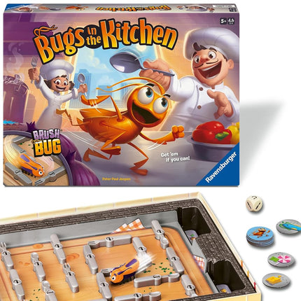Ravensburger Bugs in The Kitchen Board Game for Kids, Fast Action Family Game with 3D Board and Brush Bug, 2 to 4 Players, Ages 5 Years and Up