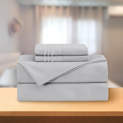 Elegant Comfort Luxury 4-Piece Bed Sheet Set - Luxury Bedding 1500 Thread Count Egyptian Quality Microfiber, Wrinkle Resistant Cool & Breathable, Easy Elastic Fitted, Queen, Silver Grey