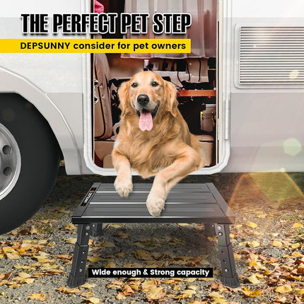 DEPSUNNY Adjustable RV Step Stool, 3-Step Height Adjustment, Foldable Legs, Wide Anti-Slip Surface,Supports Up to 1,000 lb, Premium Aluminum Construction Easy to Carry