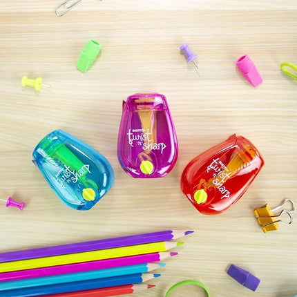 Bostitch Twist-N-Sharp Pencil Sharpener, Assorted Colors (PS1-ADJ)