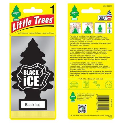 Little Trees Car Air Freshener | Hanging Paper Tree for Home or Car | Black Ice | 3 Pack