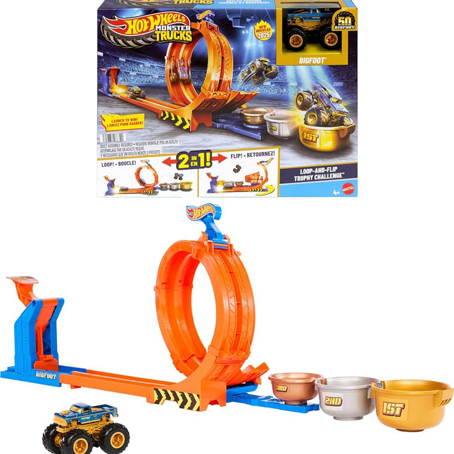 Hot Wheels Monster Trucks Loop-And-Flip Trophy Challenge Playset