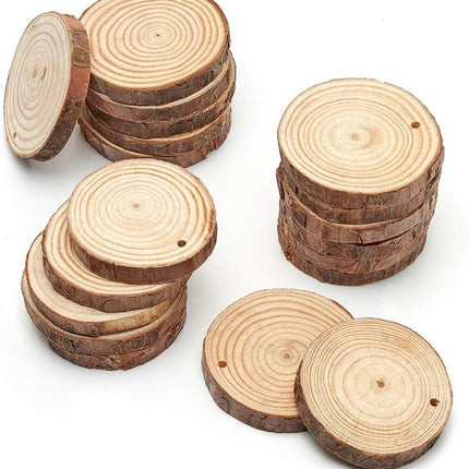 ARTEZA Rondelles de bois naturel, 45 pièces, 6,1-7,1 cm de diamètre, 1 cm d'épaisseur, disques ronds en bois de pin avec écorce pour l'artisanat, les décorations de Noël, les centres de table et la peinture, marron, petit