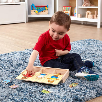 Melissa & Doug 3770 Puzle de madera de familia de osos para vestir Mix 'n Match con estuche de almacenamiento (45 piezas)