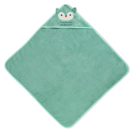 Delta Children Serviette de bain à capuche pour bébé/nouveau-né – Super douce et absorbante – Essentiel pour nouveau-né – Cadeau idéal pour liste de naissance/douche de bébé pour garçons et filles, hibou sarcelle clair