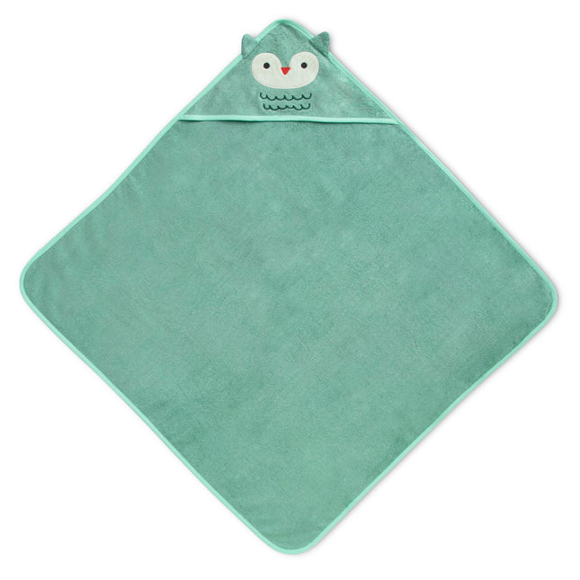 Delta Children Baby/Infant Hooded Bath Towel - Super Soft and Absorbent- Newborn Essential - Ideal Baby Registry/Shower Gift for Boys and Girls, Light Teal Owl