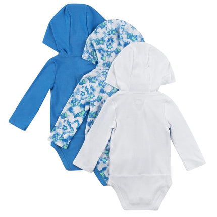 Body de manga larga Hanes Baby, body con capucha definitivo para niños y niñas, paquete de 3, azules, 18-24 meses