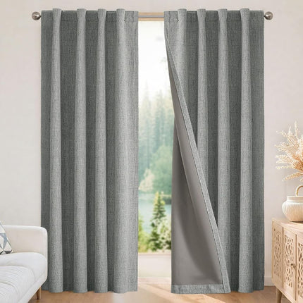 Joydeco 100% Blackout Curtains 108 inches Long Nat