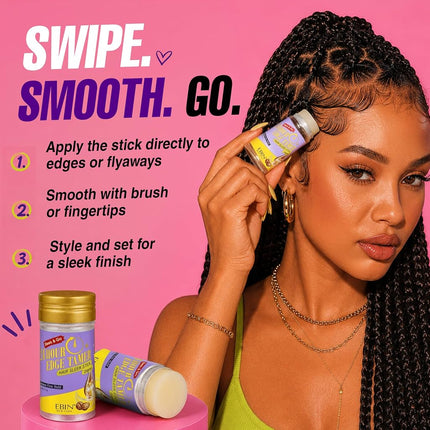 EBIN NEW YORK 24 Hour Edge Tamer Hair Sleek Stick, Extreme Firm Hold, 2.7 oz, Original – Sleek & Go, No Flaking and White Residue