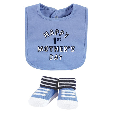 Hudson Baby Juego de babero y calcetines de algodón unisex para bebé, para el Día de la Madre y el Padre, talla única