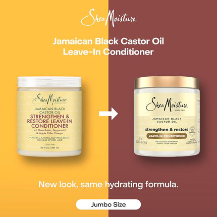 SheaMoisture Leave In Conditioner Conditioner For Hair Jamaican Black Castor Oil To Soften and Detangle Hair 20 oz