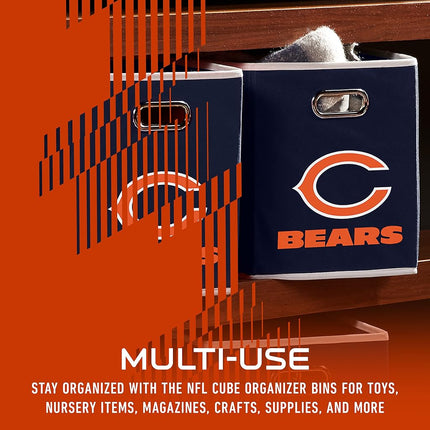 Franklin Sports NFL Chicago Bears Collapsible Storage Bin NFL Folding Cube Storage Container Fits Bin Organizers Fabric NFL Team Storage Cubes One Size