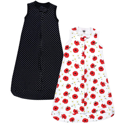 Hudson Baby Unisex Baby Interlock Cotton Sleeveless Sleeping Bag, Poppy Daisy, 12-18 Months