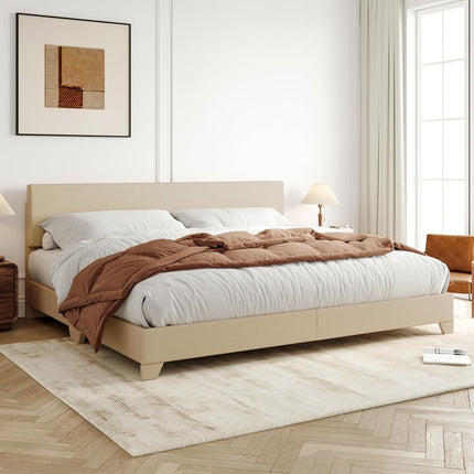 Allewie King Size Bed Frame with Adjustable Headbo