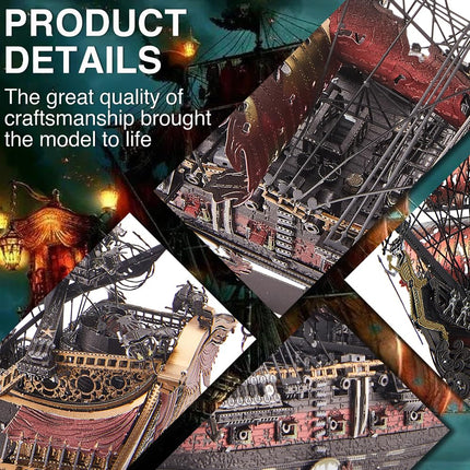 Piececool 3D Metal Puzzles The Queen Anne's Revenge Pirate Ship DIY Jigsaw Assembly Model Kits for Adult