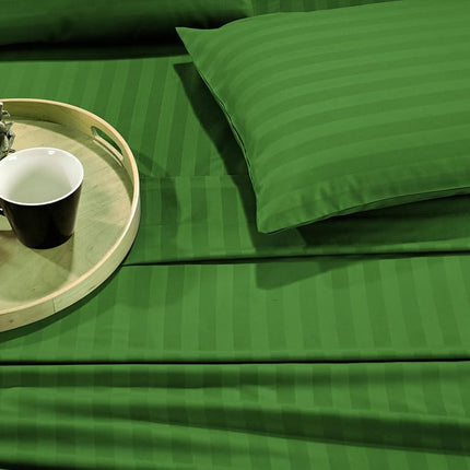 Elegant Comfort Luxury Soft Bed Sheets Dobby Stripe 1500 Premium Hotel Quality Microfiber Softness Wrinkle and Fade Resistant (4-Piece) Bedding Set, Twin, Stripe Royal Green