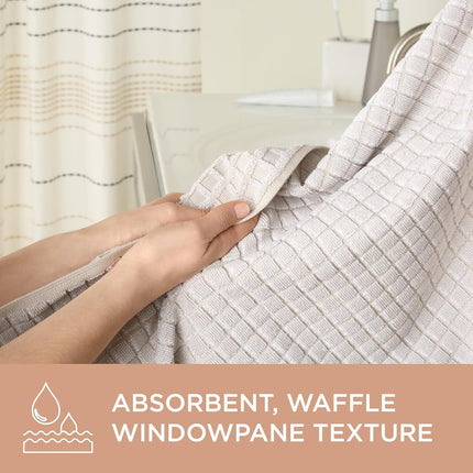 TOWN & COUNTRY EVERYDAY 4-Piece Textured Windowpane Hand Towel Set, 20x30-Inch, 100% Cotton, Plush & Absorbent 550GSM, Beige