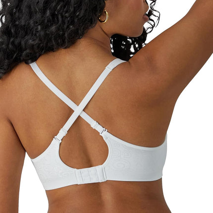 Bali Comfort Revolution Wireless Bra, Full-Coverage Wirefree Bra, Wireless Everyday Bra with Cool Comfort Fabric, White Swirl Pattern, 36C