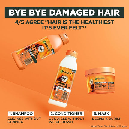 Garnier Hair Mask for Damaged Hair | Papaya Hair Food by Garnier Ultimate Blends, 3-in-1: Conditioner, Hair Mask, Leave-in Hair Conditioner | 98 Percent Natural Origin | 390 ml