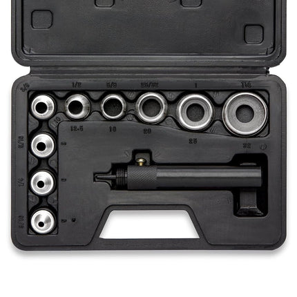 NEIKO 02614A Interchangeable Large Hollow Hole Punch Tool Set, 10 Piece, Gasket Maker, Heavy Duty Gasket Punch Set, Includes Hole Puncher Tool Carrying Case, Leather Punch Set, Black