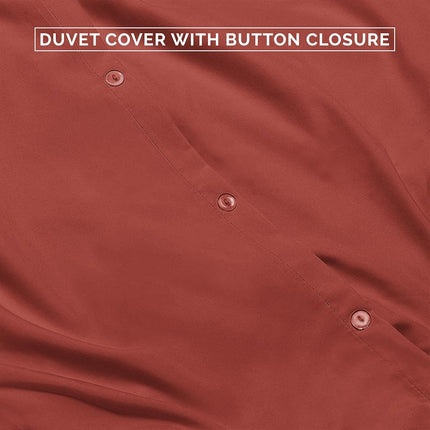 Elegant Comfort Luxury 3-Piece Duvet Cover Set - 1500 Premium Hotel Quality Microfiber Hotel Collection - Comforter Cover with Button Closure and Shams, Full/Queen, Rust
