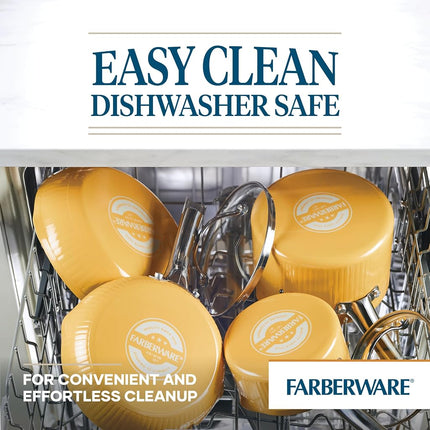 Sartén antiadherente Farberware Style con tapa, apta para lavavajillas, 2.8 litros - Amarillo