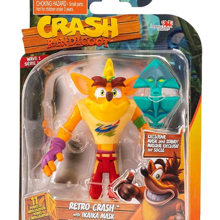 Crash Bandicoot Action Figures Retro Crash With Mask | 11cm Retro Toy With Mask And Stand Accessories |Green,purple,red