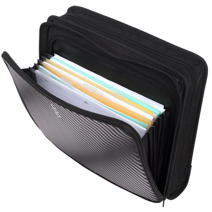 Five Star Zipper Binder, 2 Inch 3-Ring Binder for School, 6 Pocket Expanding File, 380 Sheet Capacity, Black (72536)