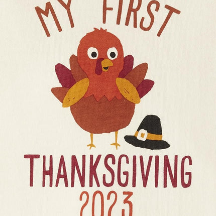The Children's Place - Unisex long sleeve bodysuit for babies and babies, My first day of Thanksgiving, 6-9 Months