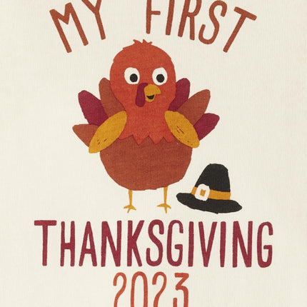 The Children's Place - Unisex long sleeve bodysuit for babies and babies, My first day of Thanksgiving, 6-9 Months