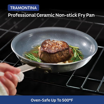 Tramontina Ceramic Nonstick Restaraunt Fry Pan, 10 Inch, Gray, Professional Series, Dishwasher and Oven Safe, 80114/056DS