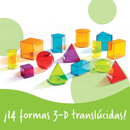 Learning Resources View-Thru Geometric Solids - 14 Pieces, Grades 3+ Geometry for Kids, Classroom Learning Tools and Supplies