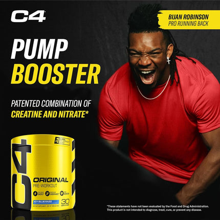 C4 Original Pre Workout Powder ICY Blue Razz - Vitamin C for Immune Support - Sugar Free Preworkout Energy for Men & Women - 150mg Caffeine plus Beta Alanine plus Creatine - 30 Servings