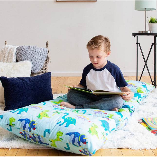 Wildkin Floor Lounger for Kids � Lightweight & Travel-Friendly, Ideal for Sleepovers & Nap Time, Pillow Not Included - Dinosaur Land